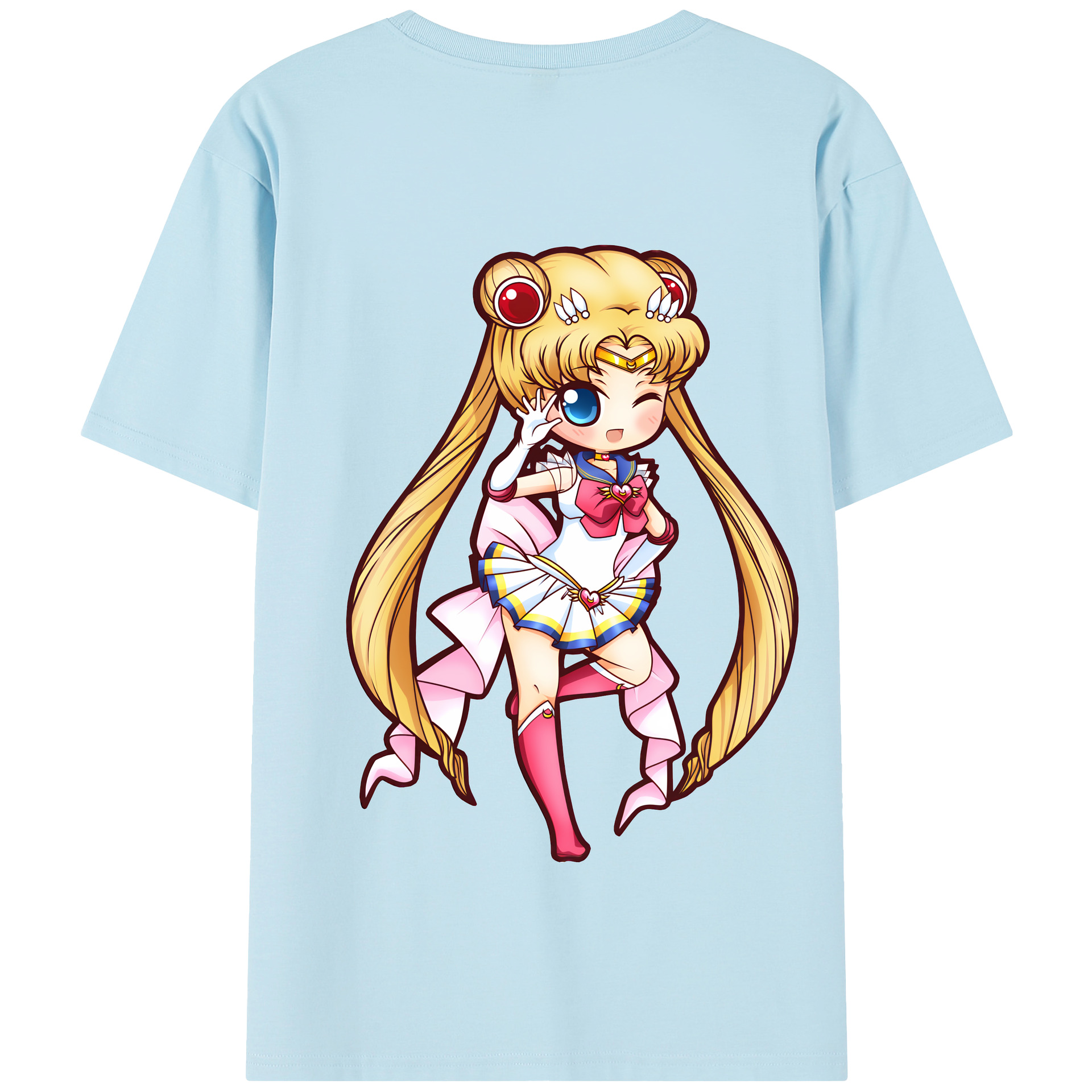 （画像用） 美少女戦士セーラームーン 月野 うさぎ つきの うさぎ Sailor Moon Tsukino Usagi 綿100％半袖Tシャツ（背面プリント）